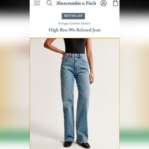 NWT Abercrombie & Fitch 90s Relaxed High Rise Jeans,Raw hem,32